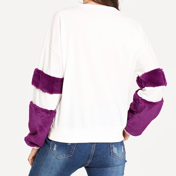 💕Faux Fur Embellished “QUEEN” Letter Sweatshirt💕 - Picture 4 of 6